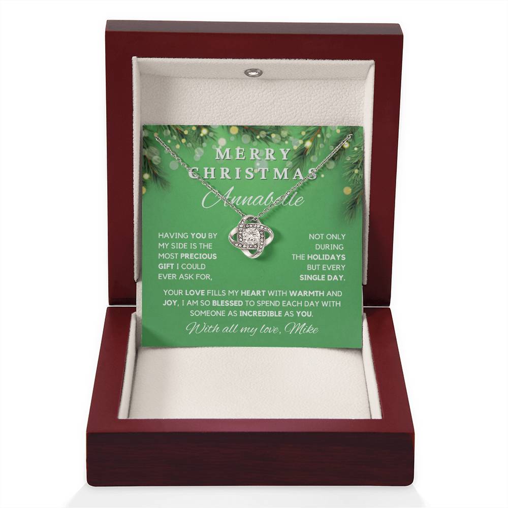 Merry Christmas Love Knot Necklace