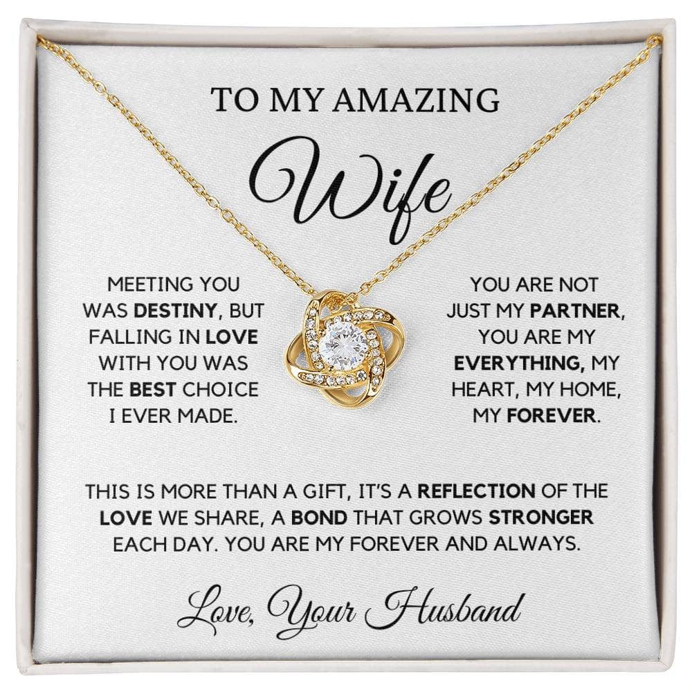 Gift for Wife from Husband | Love Knot Necklace Yellow or White Gold