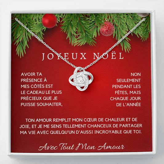 Collier Joyeux Noël en Or Blanc 14K ou Or Jaune 18K avec Zircon Cubique