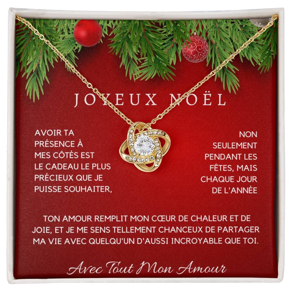 Collier Joyeux Noël en Or Blanc 14K ou Or Jaune 18K avec Zircon Cubique