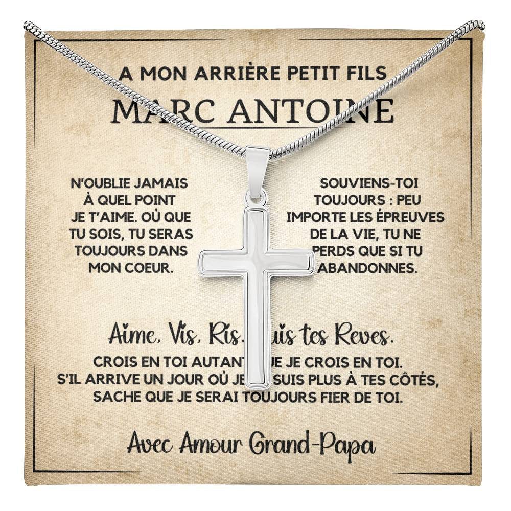 Cadeau Spécial pour Mon Arrière-Petit-Fils - Collier Croix en Acier Inoxydable