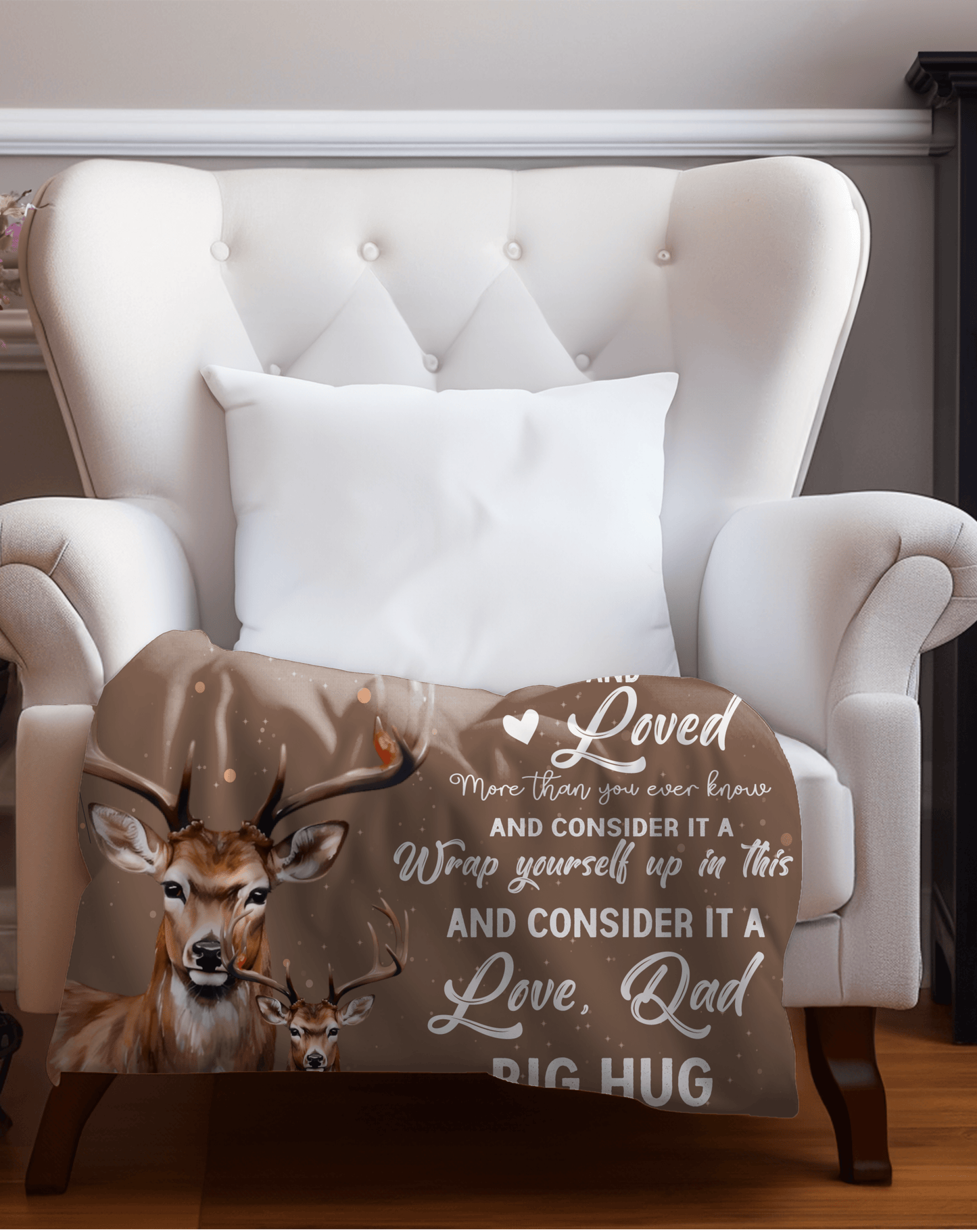 To My Daughter - Deer Theme Blanket - A Hug From Dad