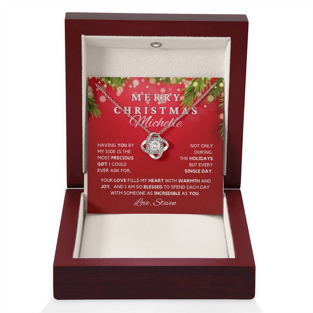 Merry Christmas Love Knot Necklace