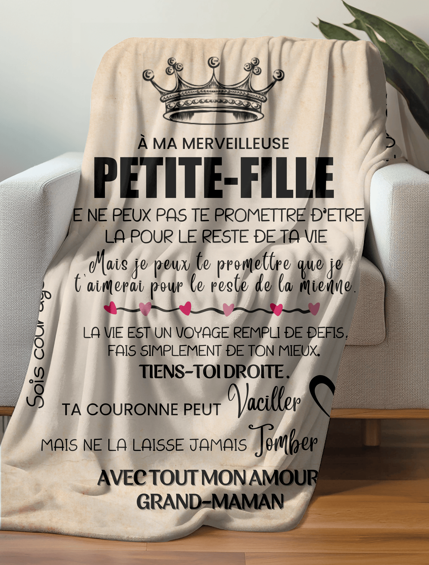 Pour Petite-Fille Couverture Polaire Douce - Cadeau de Grand-Mère