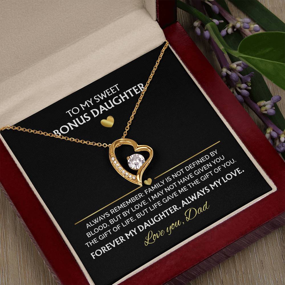 To My Sweet Bonus Daughter – Heart Necklace