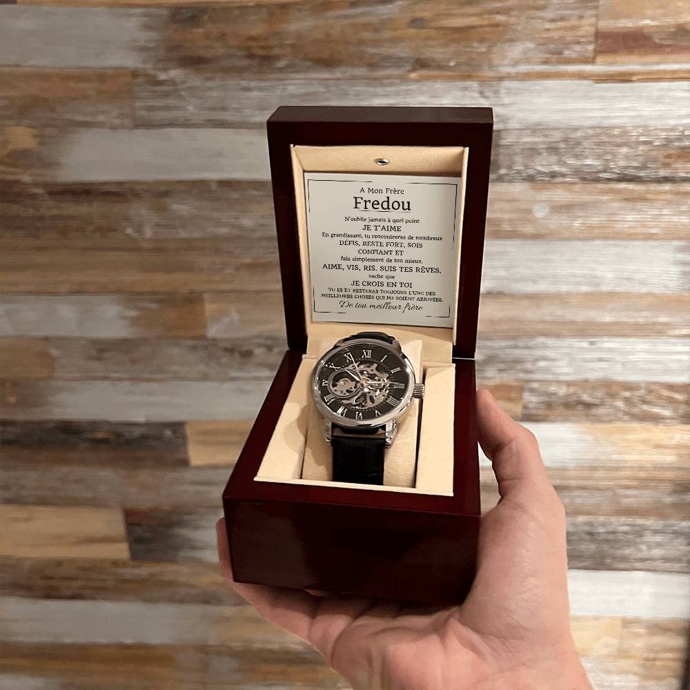 Montre Squelette "À Mon Frère" – Coffret Cadeau de Luxe Personnalisé