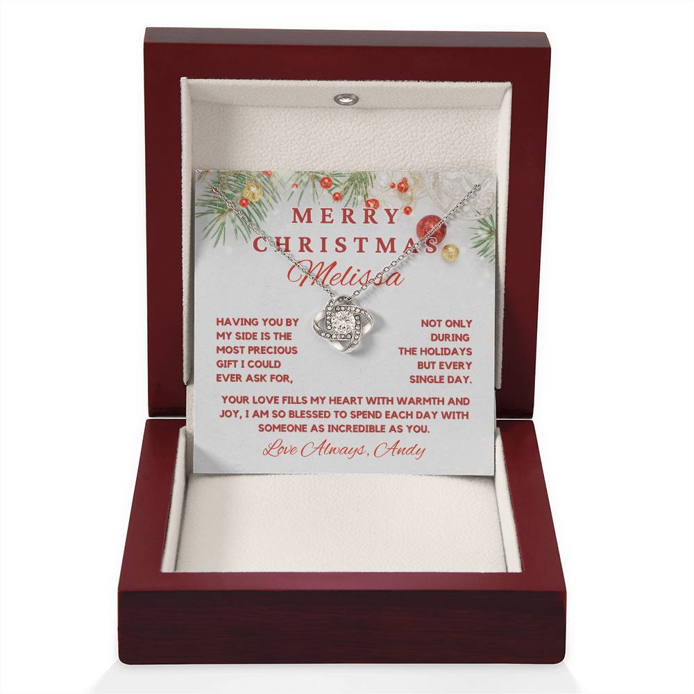 Merry Christmas Love Knot Necklace