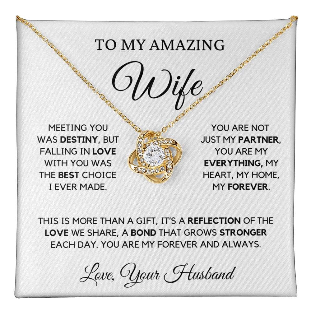 Gift for Wife from Husband | Love Knot Necklace Yellow or White Gold