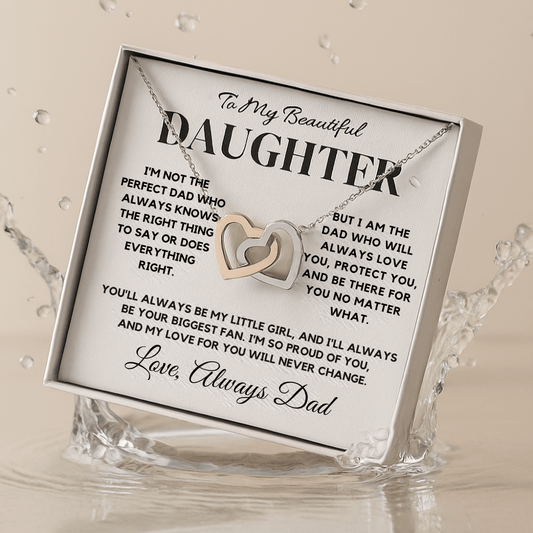 To My Beautiful Daughter - Interlocking Hearts Necklace from Dad