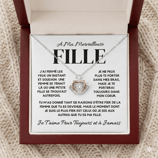 A Ma Merveilleuse Fille - Collier Coeur Couronné