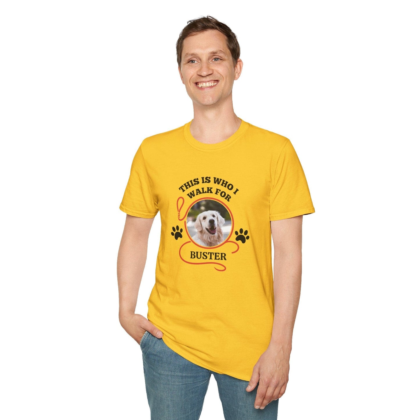"This Is Who I Walk For" – Custom Pet Photo T-Shirt (Unisex Fit)