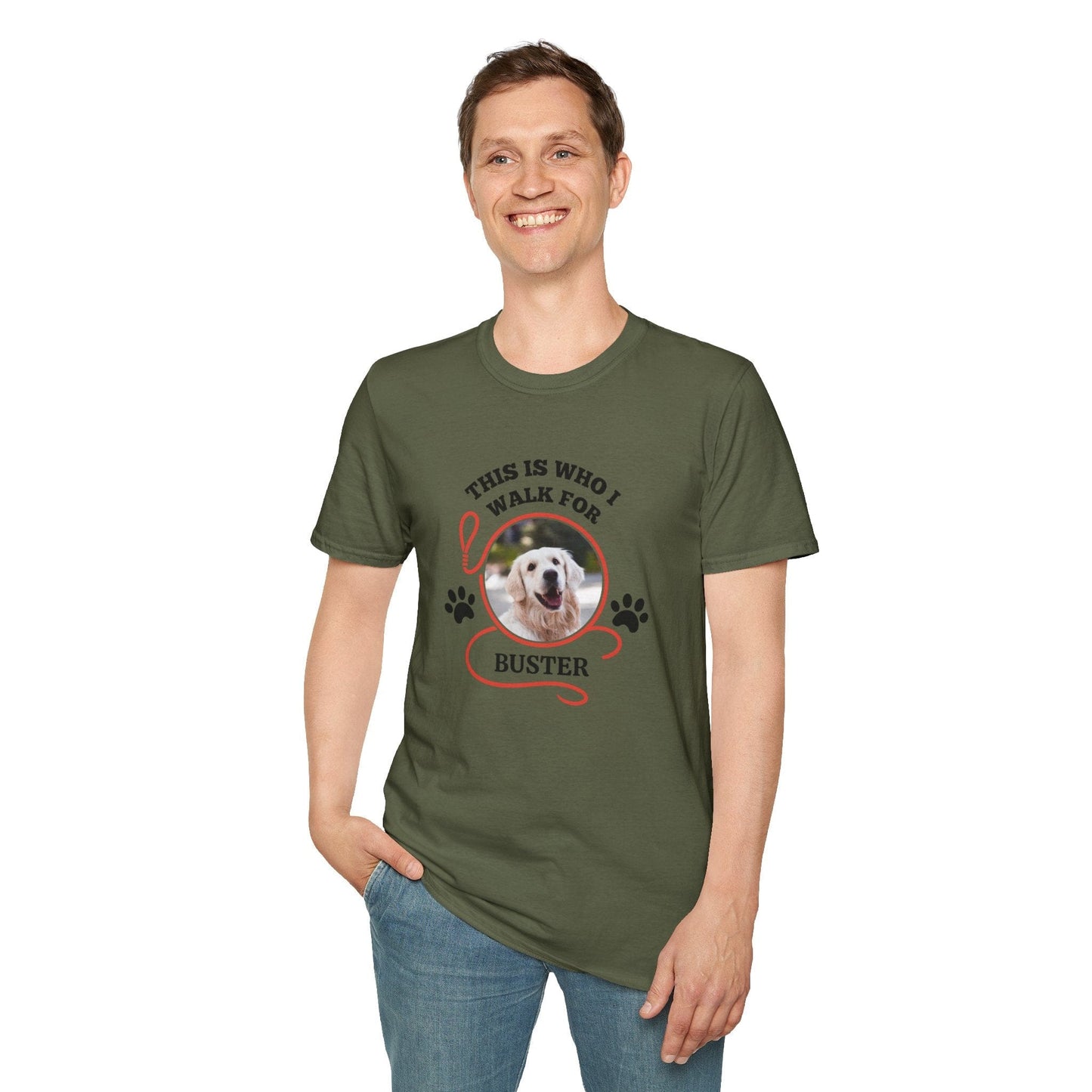 "This Is Who I Walk For" – Custom Pet Photo T-Shirt (Unisex Fit)