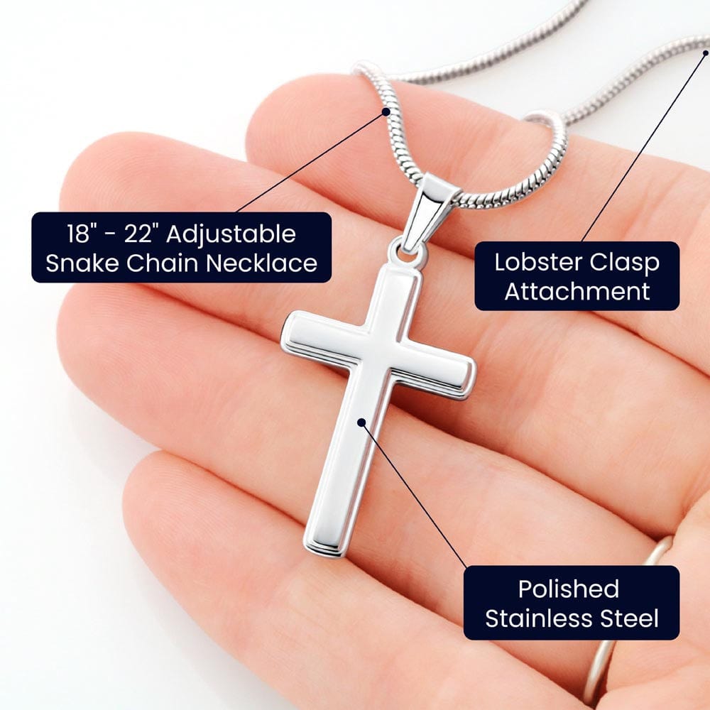 Cadeau Spécial pour Mon Arrière-Petit-Fils - Collier Croix en Acier Inoxydable