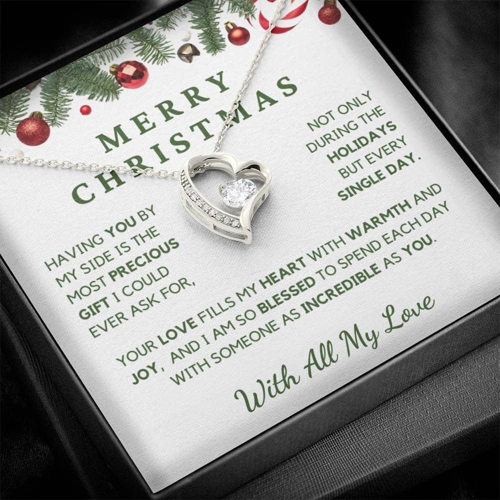 Romantic Christmas Gift for Her with Heartfelt Message - Forever Love Necklace