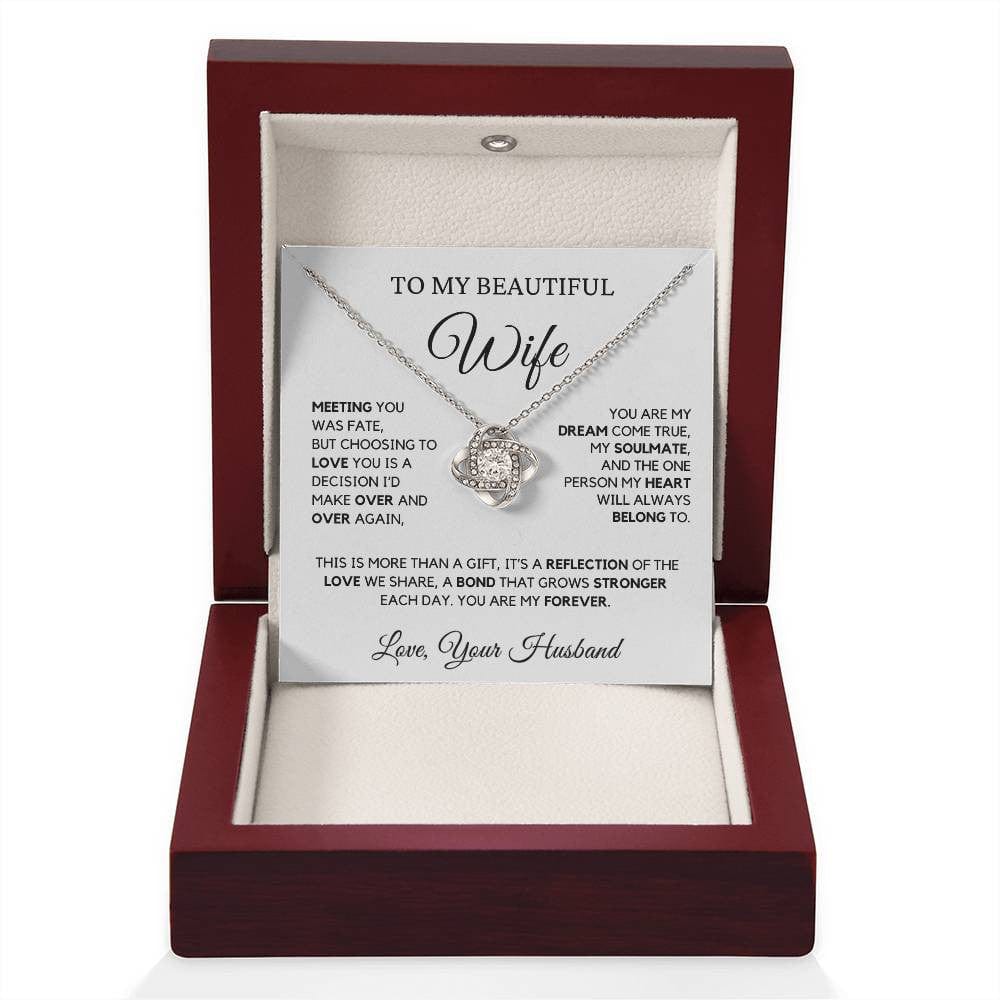 To My Beautiful Wife – Elegant Love Knot Necklace | Gift From Husband