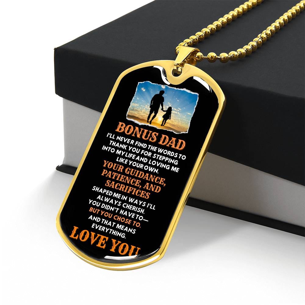"Bonus Dad" Engraved Dog Tag Necklace – Customizable