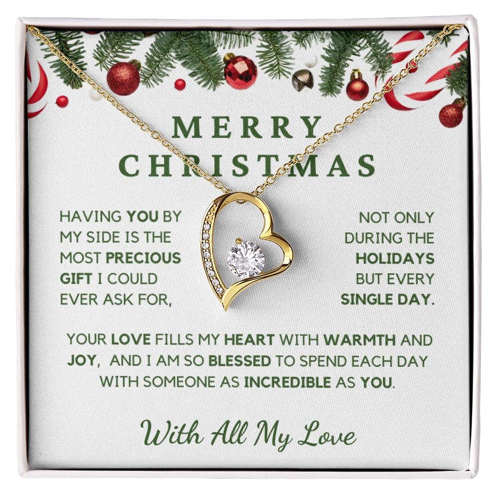 Romantic Christmas Gift for Her with Heartfelt Message - Forever Love Necklace