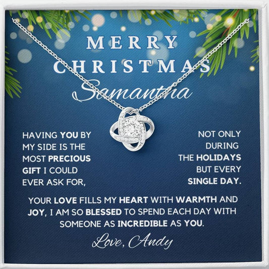 Merry Christmas Love Knot Necklace