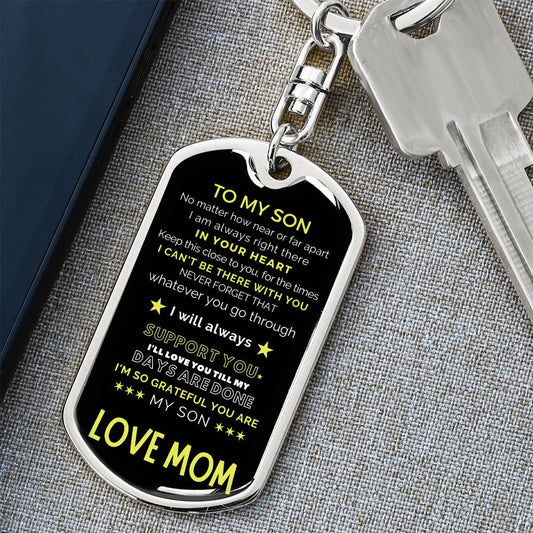 Best Gift For Son From Mom - Dog Tag Keychain