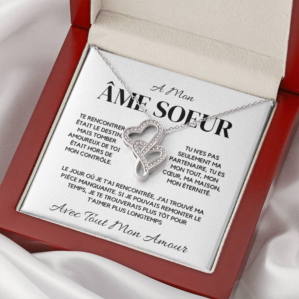 A Mon Âme Sœur – Collier Cœur à Cœur Pour Elle en Or Blanc 14K