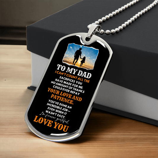 Custom "To My Dad" Dog Tag Necklace - Gift from Daughter