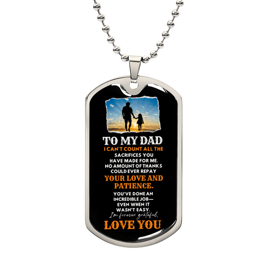 Custom "To My Dad" Dog Tag Necklace - Gift from Daughter
