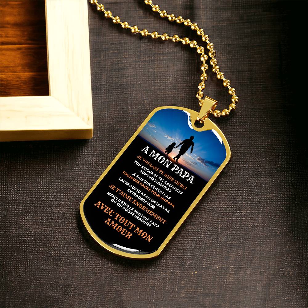 Collier militaire avec pendentif en forme de plaque d'identité pour papa - cadeau parfait pour le père d'un fils. Or