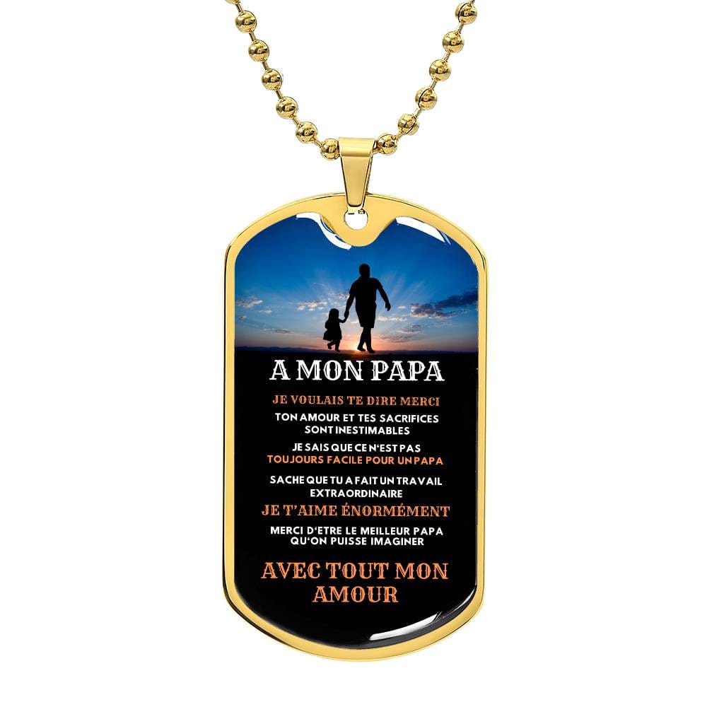 Collier militaire avec pendentif en forme de plaque d'identité pour papa - cadeau parfait pour le père d'un fils. Or