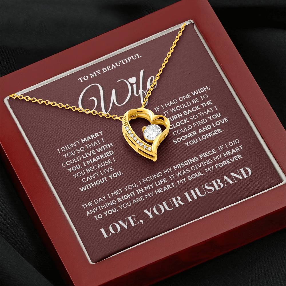 To My Beautiful Wife - Christmas Heart Necklace