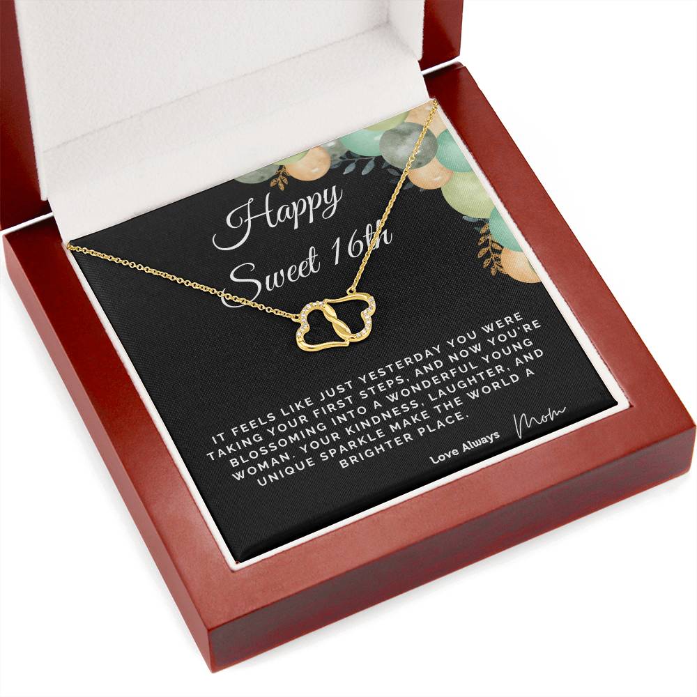 Best Sweet 16 Gold Heart Necklace Gift From Mom