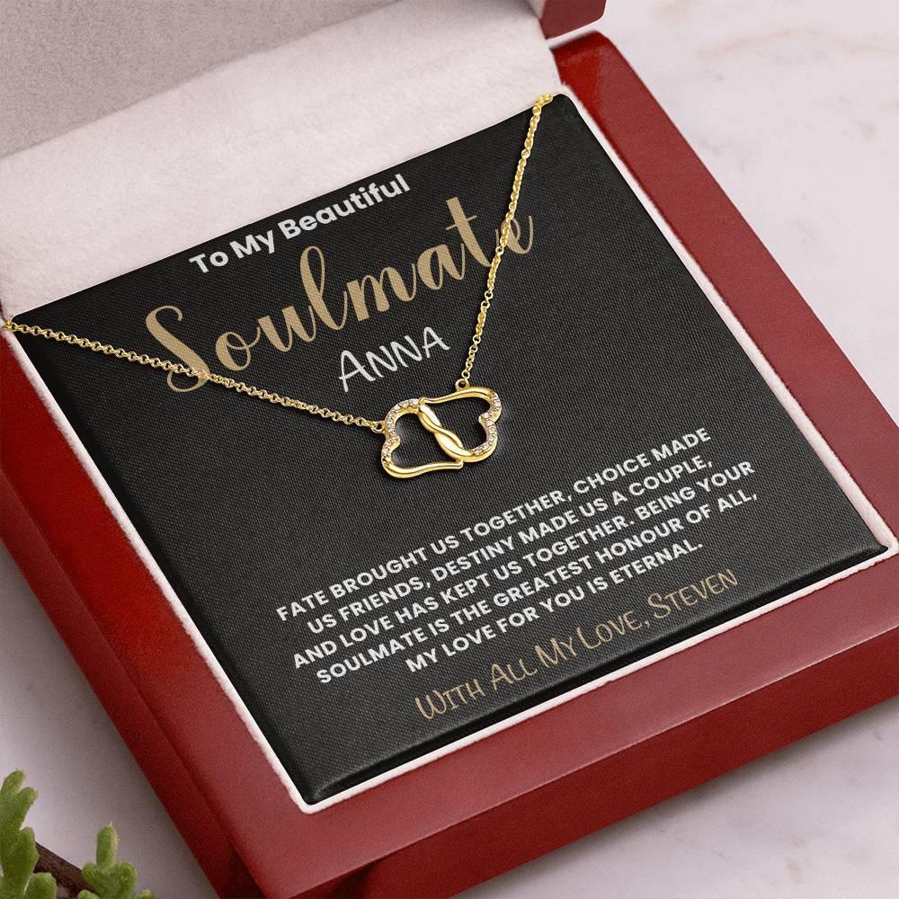 Gift for Wife or Girlfriend | Custom 10k Solid Gold Soulmate Necklace with Diamonds