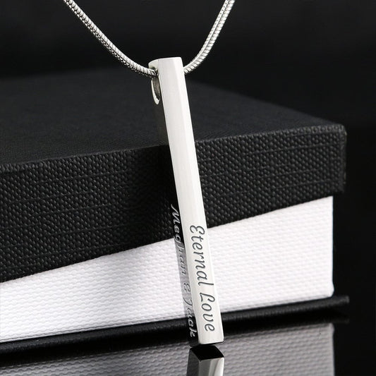 Engraved 4-Sided Stick Necklace