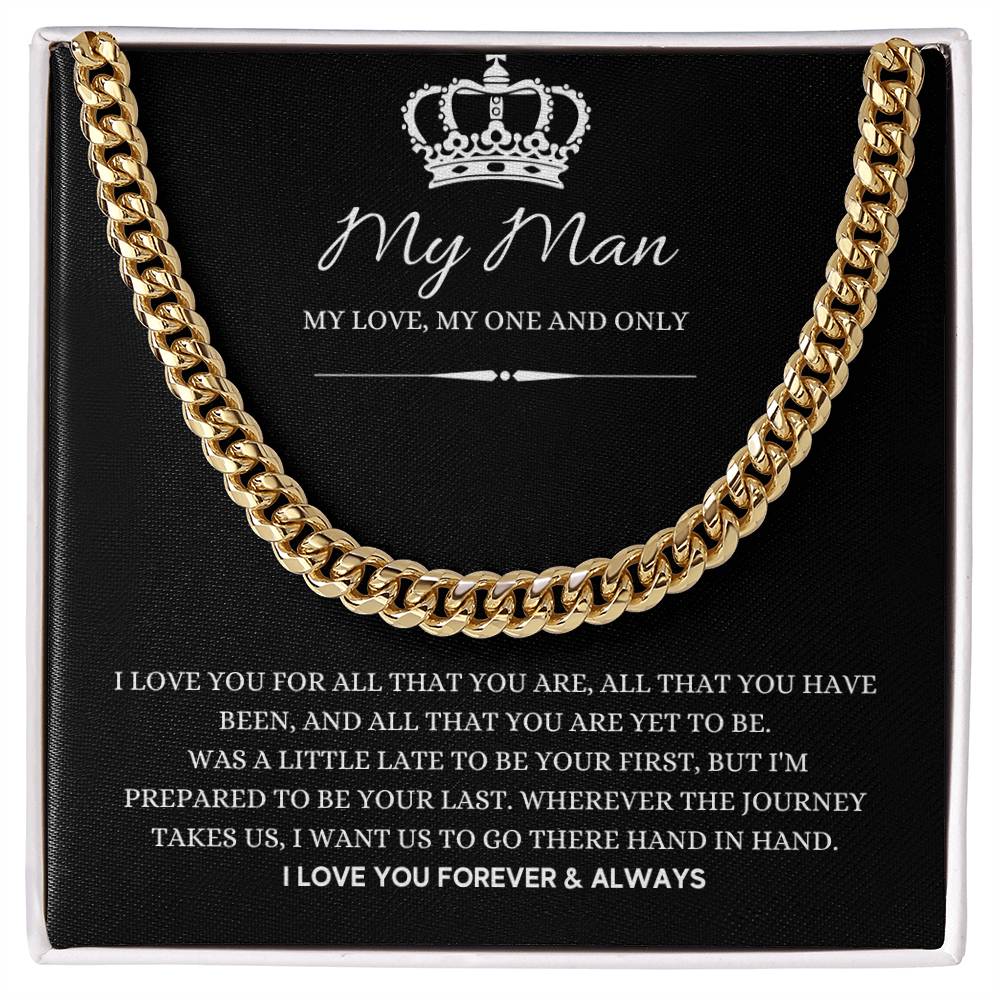 To My Man Necklace - Cuban Chain Link - Gifts For Husband Boyfriend