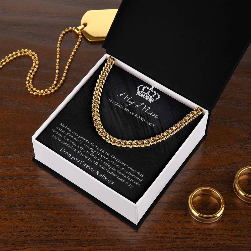 To My Man Necklace - Cuban Link Chain - Gifts For Husband Boyfriend