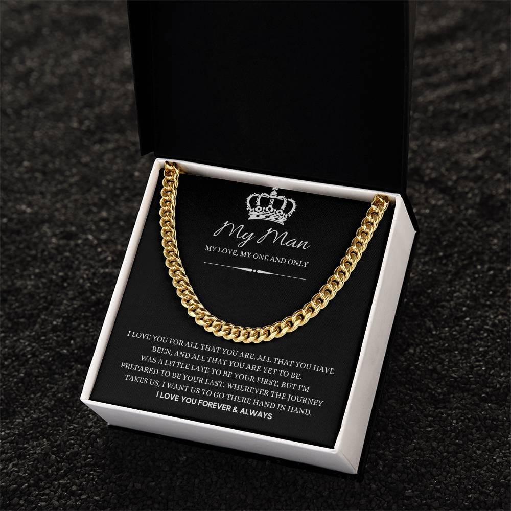 To My Man Necklace - Cuban Chain Link - Gifts For Husband Boyfriend