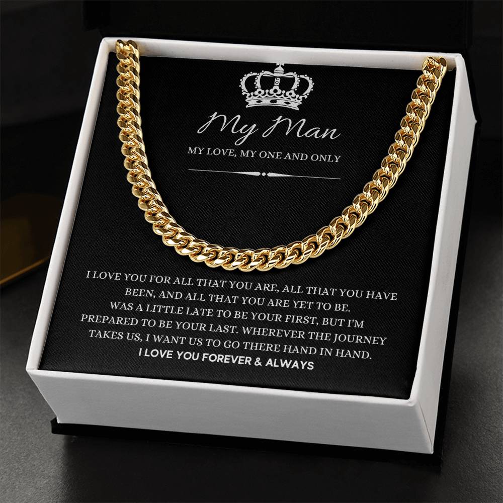 To My Man Necklace - Cuban Chain Link - Gifts For Husband Boyfriend