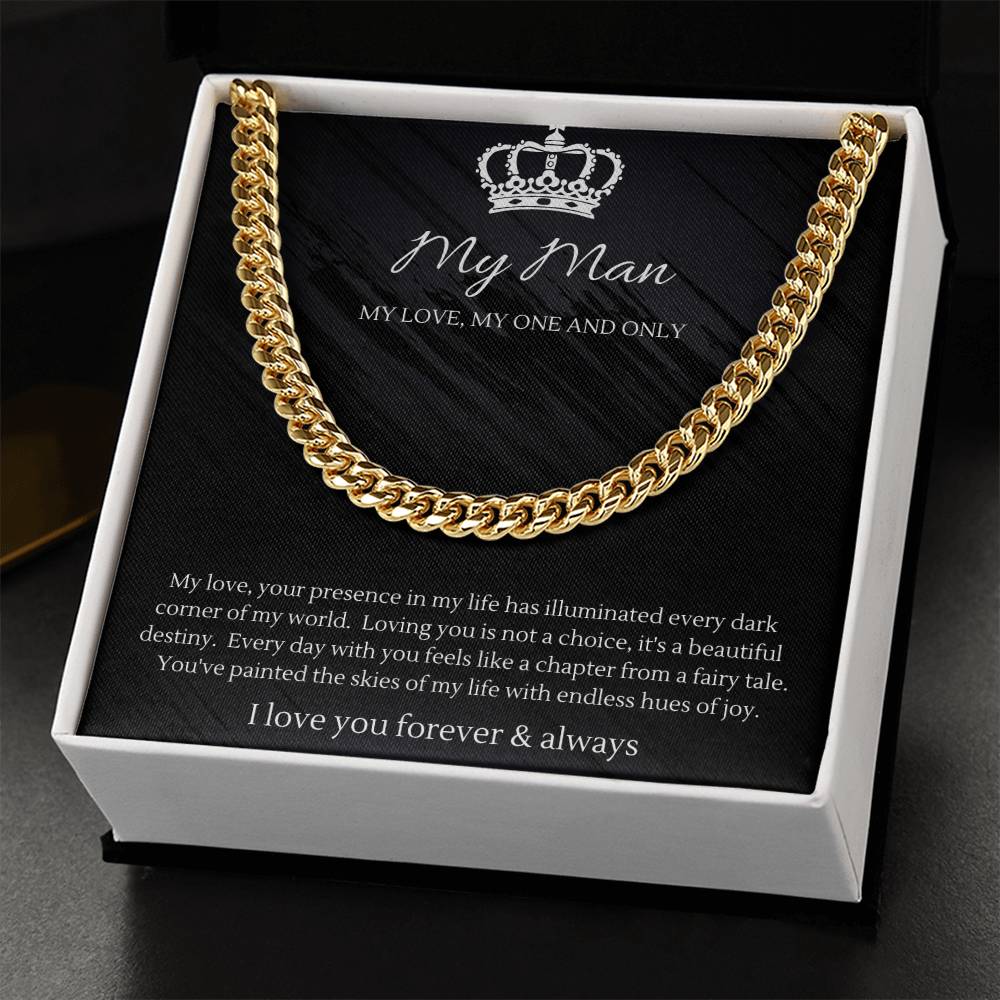 To My Man Necklace - Cuban Link Chain - Gifts For Husband Boyfriend