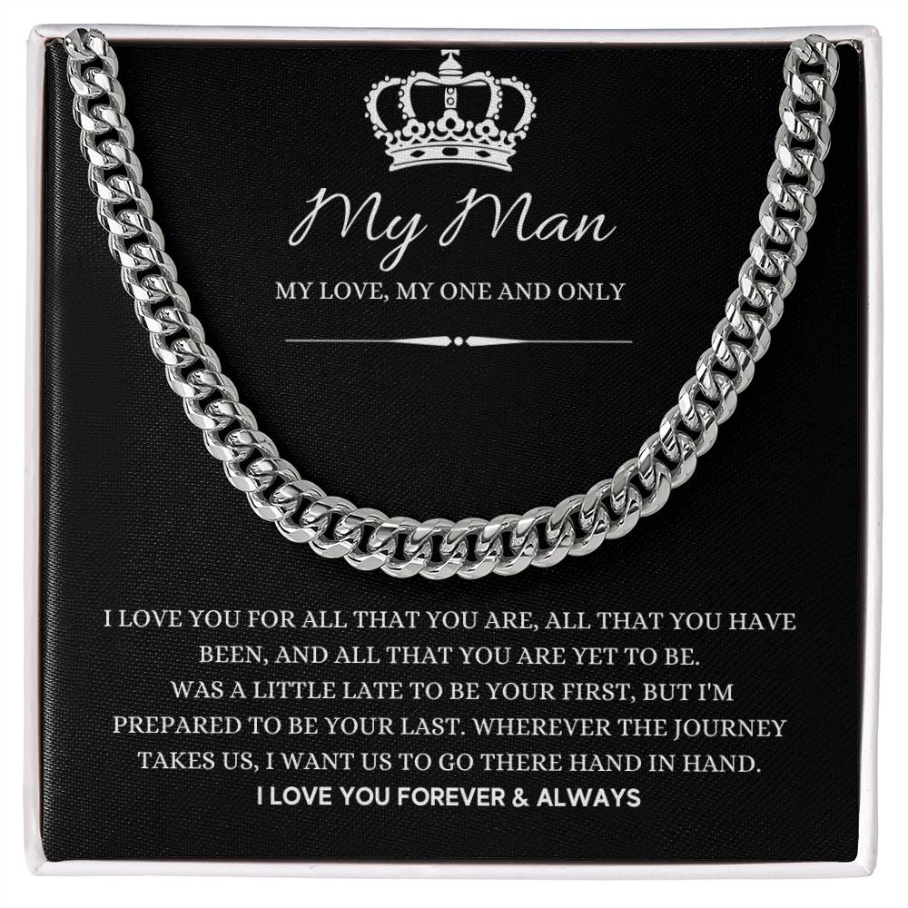 To My Man Necklace - Cuban Chain Link - Gifts For Husband Boyfriend