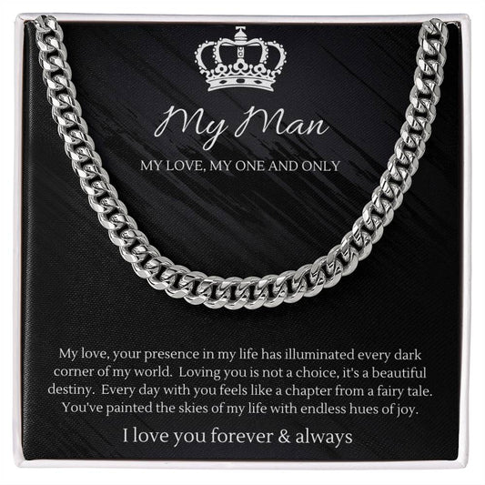 To My Man Necklace - Cuban Link Chain - Gifts For Husband Boyfriend