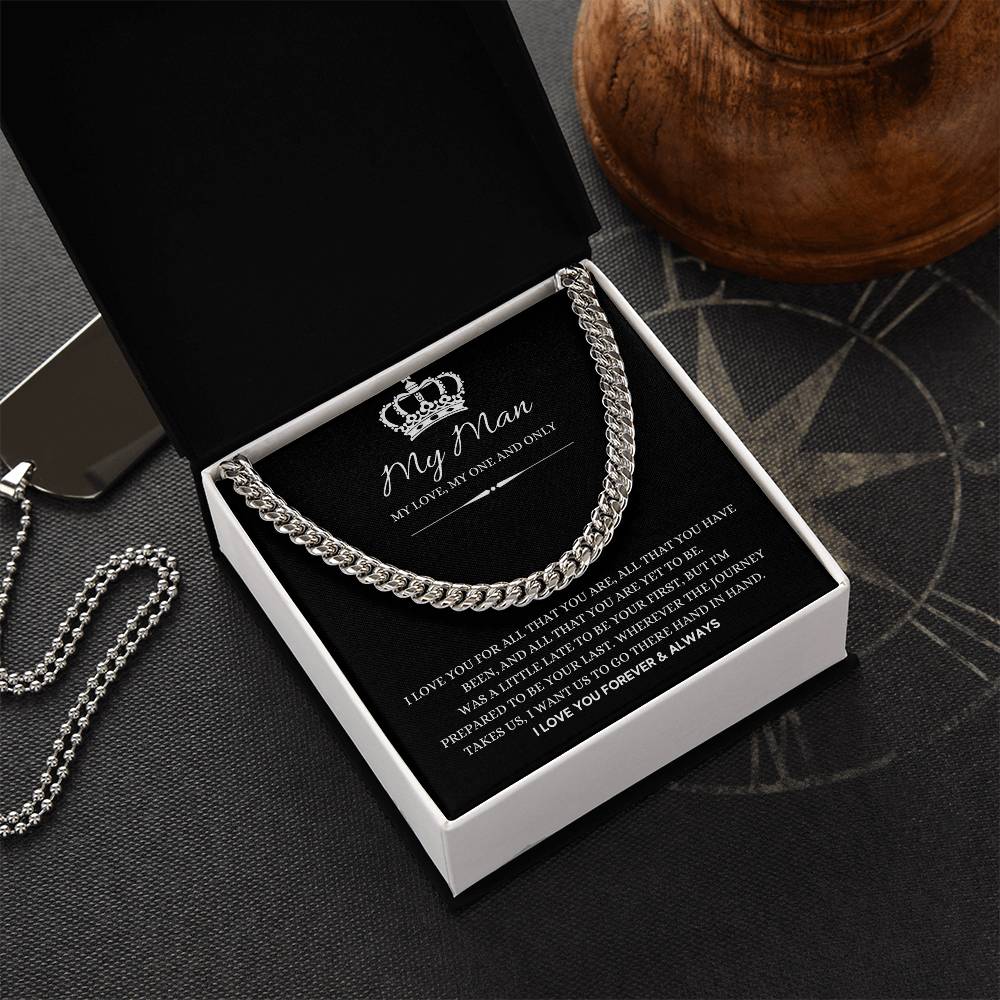 To My Man Necklace - Cuban Chain Link - Gifts For Husband Boyfriend