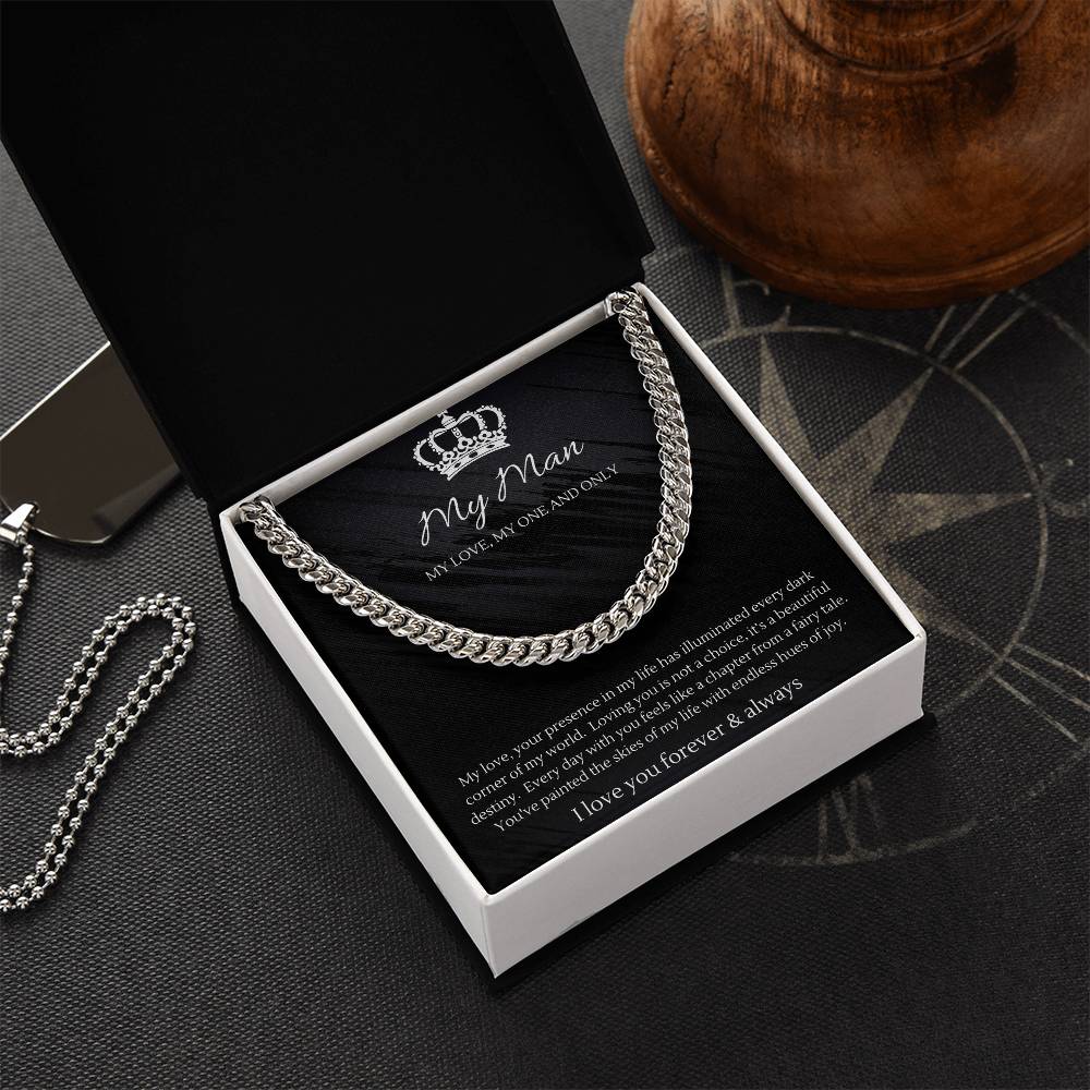 To My Man Necklace - Cuban Link Chain - Gifts For Husband Boyfriend