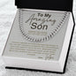  Card with a silver chain necklace and a heartfelt message to a son.