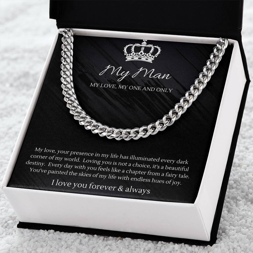 To My Man Necklace - Cuban Link Chain - Gifts For Husband Boyfriend