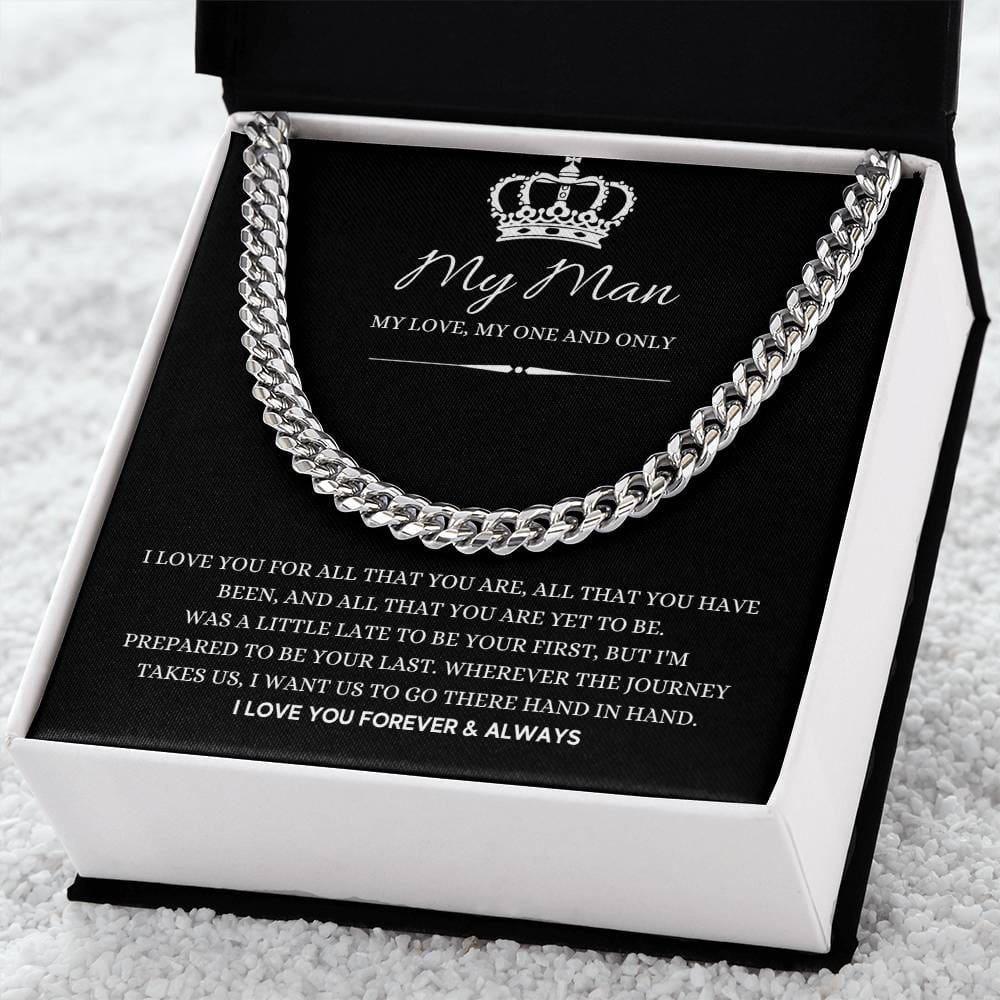 To My Man Necklace - Cuban Chain Link - Gifts For Husband Boyfriend