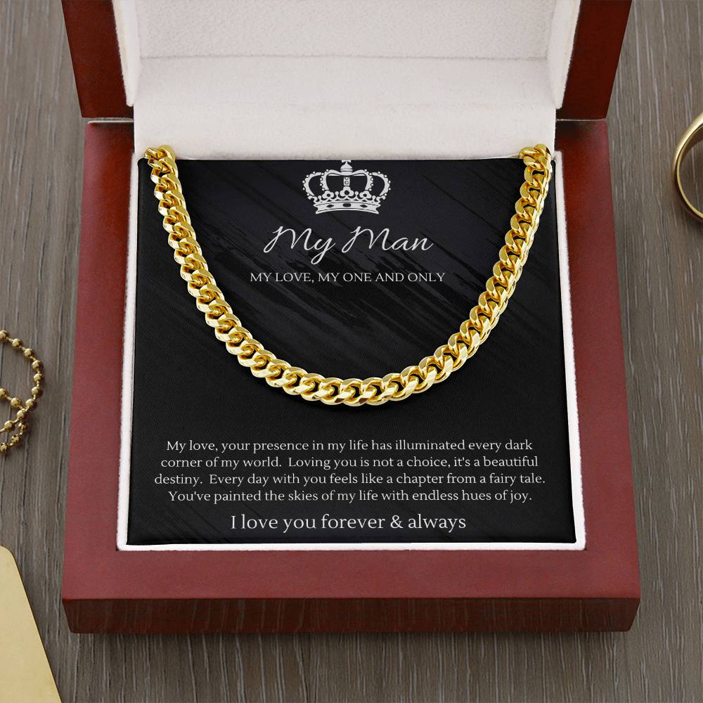 To My Man Necklace - Cuban Link Chain - Gifts For Husband Boyfriend