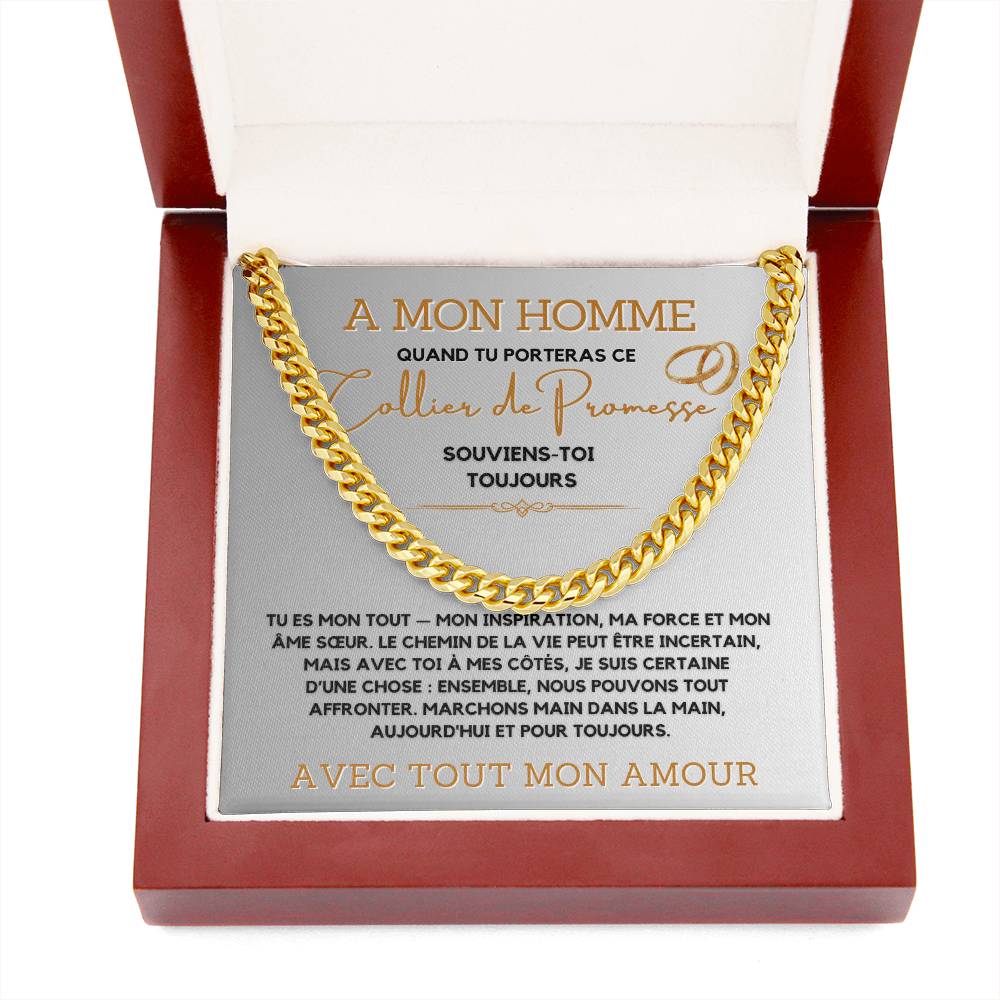 Collier Pour Homme - Chaîne à Maillons Cubaine – Acier Inoxydable ou Plaqué Or 14K