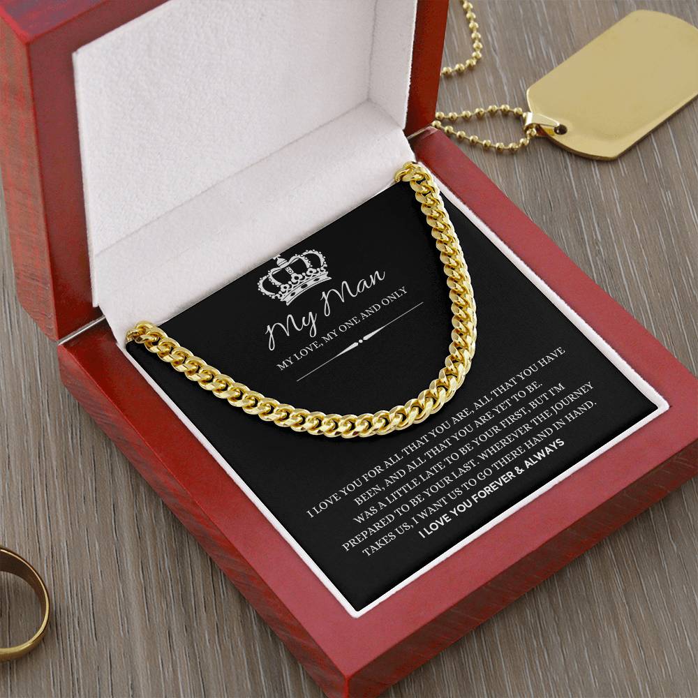 To My Man Necklace - Cuban Chain Link - Gifts For Husband Boyfriend