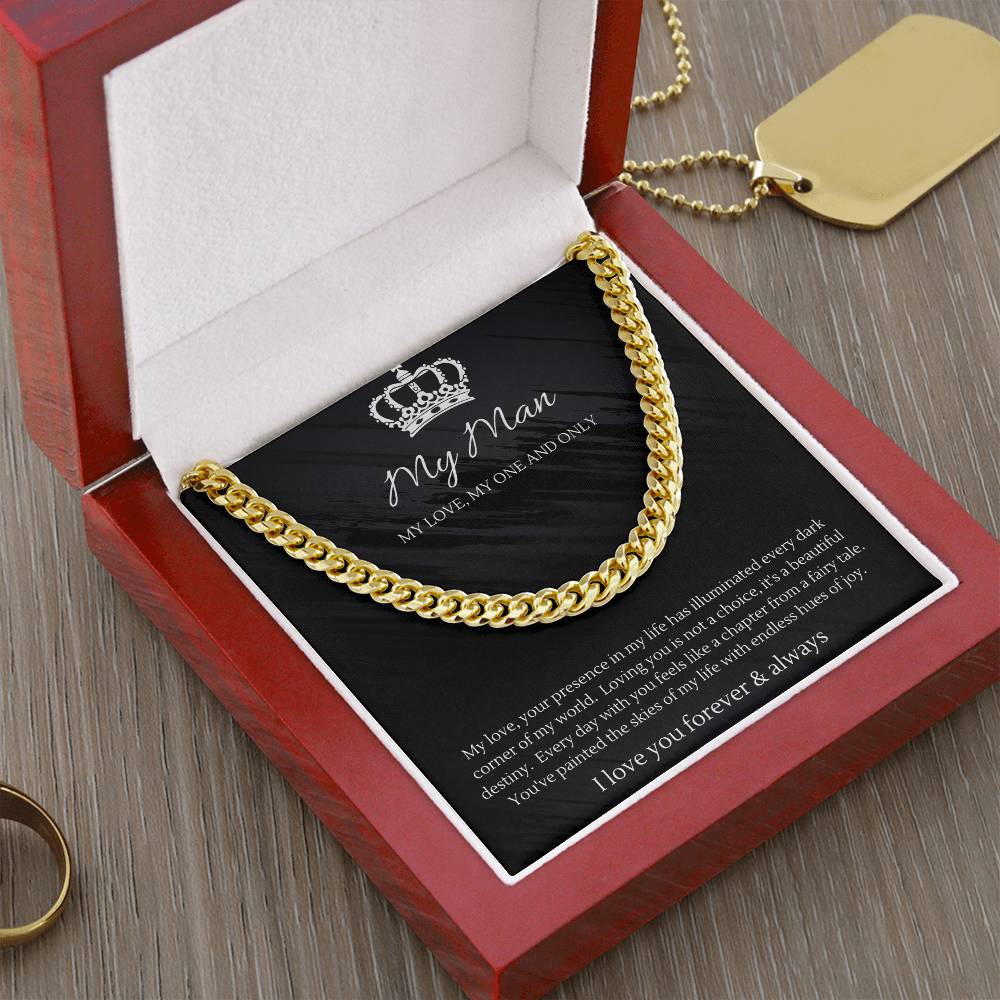 To My Man Necklace - Cuban Link Chain - Gifts For Husband Boyfriend