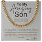  Card with a silver chain necklace and a heartfelt message to a son.