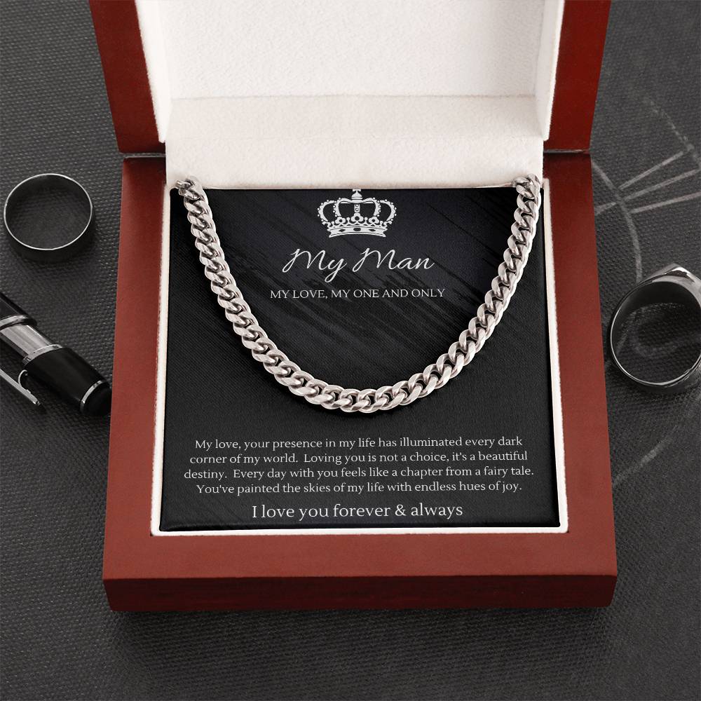 To My Man Necklace - Cuban Link Chain - Gifts For Husband Boyfriend